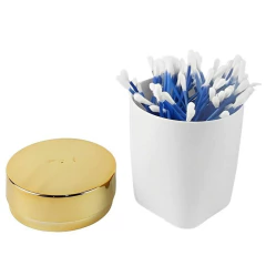 PORTA ALGODAO COTONETE BRANCO C/ DOURADO FUTURE- REF.2703BCD