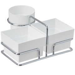 PORTA SACHES MEXEDOR BRANCO C/ AÇO CROMADO FUTURE - REF.1156BC - comprar online