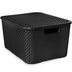 CAIXA PLASTICA ORGANIZADORA 15L PRETA ARQPLAST RATTAN - REF.25593PM