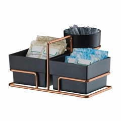 PORTA SACHES MEXEDOR PRETO C/ AÇO ROSE GOLD FUTURE - REF.1180RG
