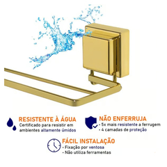TOALHEIRO DE PAREDE DUPLO 45 CM AÇO DOURADO FUTURE - REF.8054DD - loja online