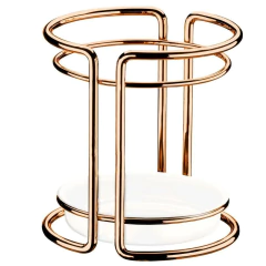 PORTA TALHERES UTENSILIOS BRANCO C/ AÇO ROSE GOLD FUTURE - REF.1195RG - comprar online