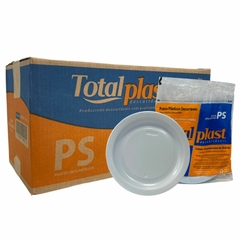 PRATO DESCARTAVEL 21CM RASO BRANCO TOTALPLAST 50X10UN