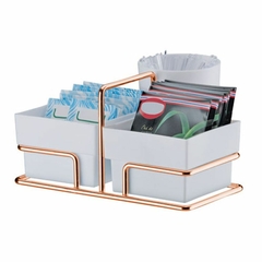 PORTA SACHES MEXEDOR BRANCO C/ AÇO ROSE GOLD FUTURE - REF.1156RG