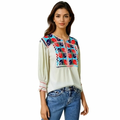 Blusa bordada a mano Mod. Ejutla con bordados Multicolor Unitalla - comprar en línea