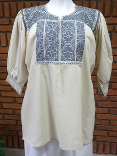 Blusa bordada a mano Mod. Ejutla con bordados Multicolor Unitalla - tienda en línea