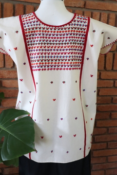 Imagen de Blusa Tacuate bordada a mano Beige multicolor Unitalla