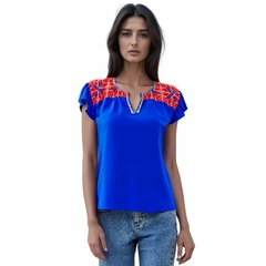 Blusa Con Bordado Ejutla Mod Tulipán En Tela De Rayón T-m - comprar en línea