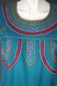 Imagen de Blusa Mexicana Hecha A Mano Esmeralda/multicolor Talla Chica