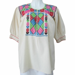 Blusa bordada a mano Mod. Ejutla con bordados Multicolor Unitalla - Lari Moda