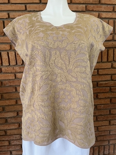 Blusa Jalapa con Bordados de un solo color Hecho a Mano Unitalla