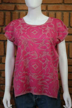 Blusa Jalapa con Bordados de un solo color Hecho a Mano Unitalla