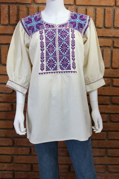 Blusa bordada a mano Mod. Ejutla con bordados Multicolor Unitalla en internet