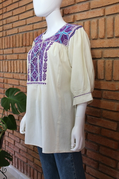 Blusa bordada a mano Mod. Ejutla con bordados Multicolor Unitalla - tienda en línea