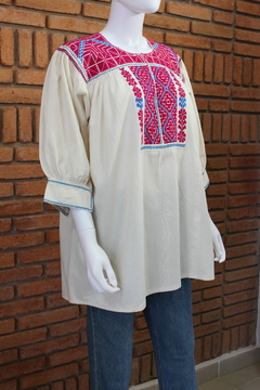 Blusa bordada a mano Mod. Ejutla con bordados Multicolor Unitalla - Lari Moda