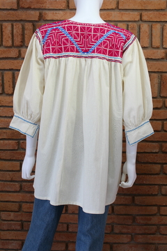 Blusa bordada a mano Mod. Ejutla con bordados Multicolor Unitalla