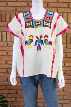 Blusa Artesanal Mod Huazolo Bordado Multicolor UT en internet