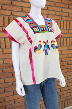 Blusa Artesanal Mod Huazolo Bordado Multicolor UT - Lari Moda