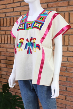 Imagen de Blusa Artesanal Mod Huazolo Bordado Multicolor UT