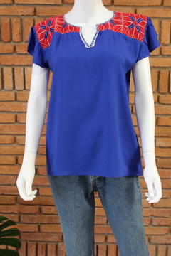 Blusa Con Bordado Ejutla Mod Tulipán En Tela De Rayón T-m - comprar en línea
