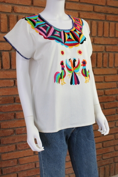 Blusa Artesanal Mod Huazolo Bordado Multicolor UT