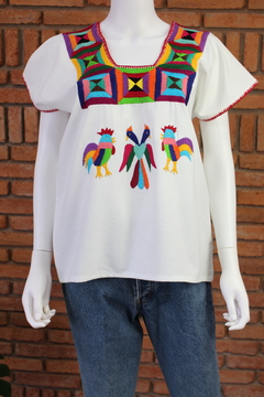 Blusa Artesanal Mod Huazolo Bordado Multicolor UT - Lari Moda