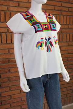 Imagen de Blusa Artesanal Mod Huazolo Bordado Multicolor UT