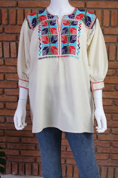 Blusa bordada a mano Mod. Ejutla con bordados Multicolor Unitalla en internet