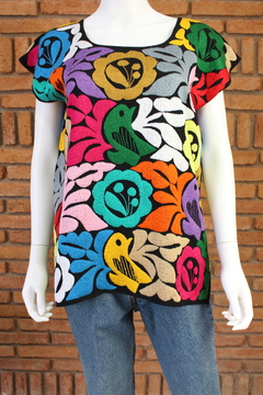 Blusa Jalapa Bordada A Mano negro multicolor Unitalla en internet