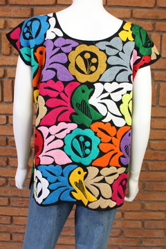 Blusa Jalapa Bordada A Mano negro multicolor Unitalla - Lari Moda