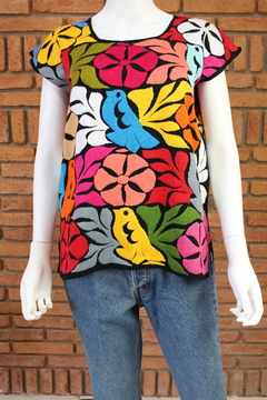 Blusa Jalapa Bordada A Mano negro multicolor Unitalla en internet