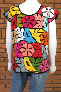 Blusa Jalapa Bordada A Mano negro multicolor Unitalla - Lari Moda