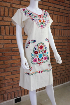 Vestido Bordado A Mano Mod Kimono Manta - Lari Moda
