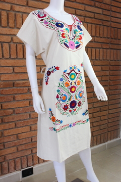 Vestido Bordado A Mano Mod Kimono Manta - Lari Moda