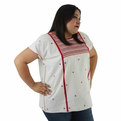 Blusa Tacuate bordada a mano Beige multicolor Unitalla