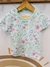 Remera Manga corta estampada Art 661 Flor Fondo Aqua