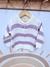 Sweater cuello redondo Rayado punto fino Art-534 Crudo y Lila - comprar online
