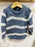 Sweater lana cuello redondo Rayado Art 552 Blanco y Azul Mesopotamia