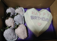 Corazón + 6 fresas pastel - tienda en línea