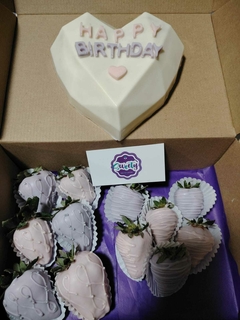 Corazón + 6 fresas pastel - Sweety Chocolates