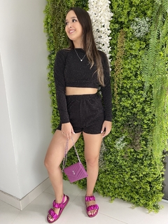 Shorts em lurex preto