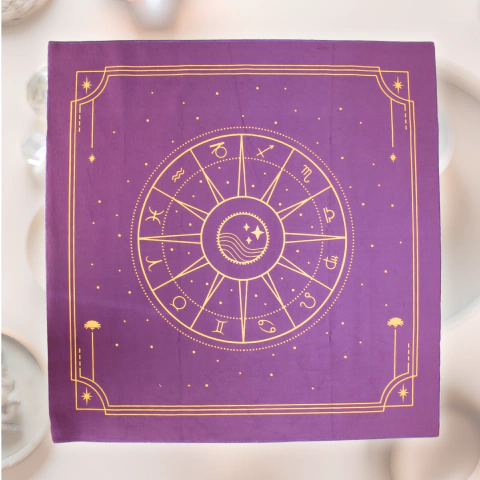 Paño De Tarot Astrológico Violeta con Ocre 60x60cm - comprar online
