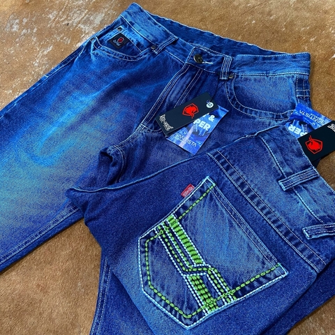 Calça bolso bordado verde grossa balão Red Horse 01