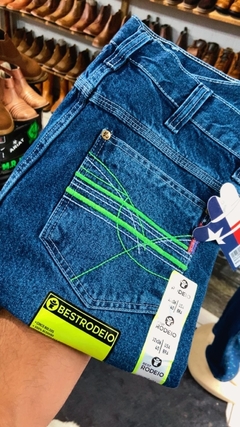 Calça 100% algodão bolso bordado verde - comprar online