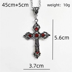 CORDÃO CRUCIFIXO PEDRA VERMELHA - comprar online