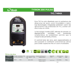 Soldadora Tig Inverter Rmb Tyrion 200 D Pulso - comprar online