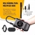 Mini compressor de ar portátil, recarregável, com display digital e acessórios para calibrar pneus.