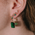Brinco Ear Cuff Pedras Coloridas com Pingente Verde Banhado em Ouro 18k - comprar online