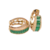 Brinco Argola com Pedras Verdes Cravejadas Banhado em Ouro 18k