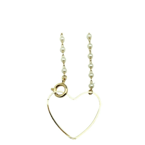 Colar de Pérolas com Coração Vazado Central Banhado em Ouro 18k - comprar online